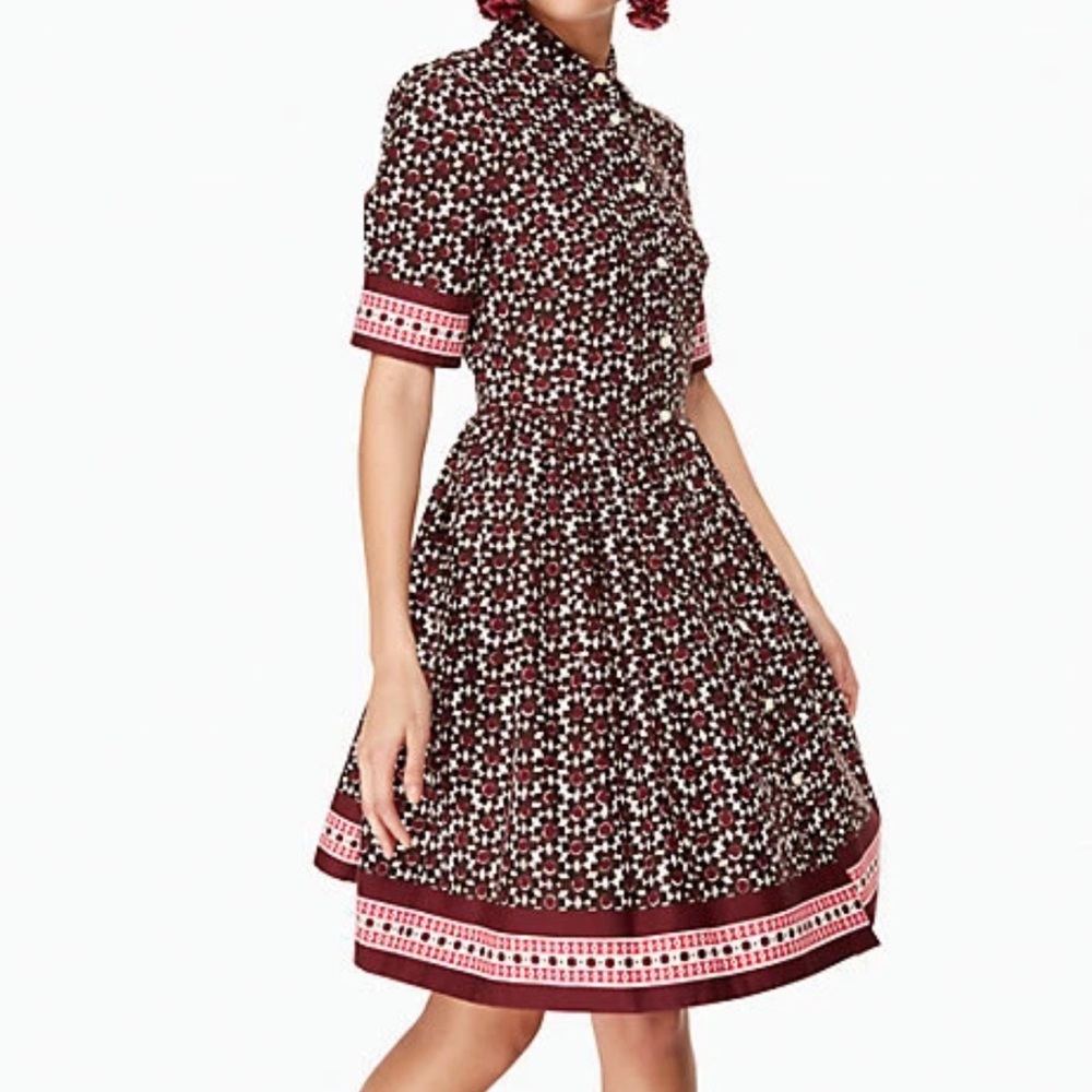 NWT Kate Spade floral rose tile shirt dress size 12